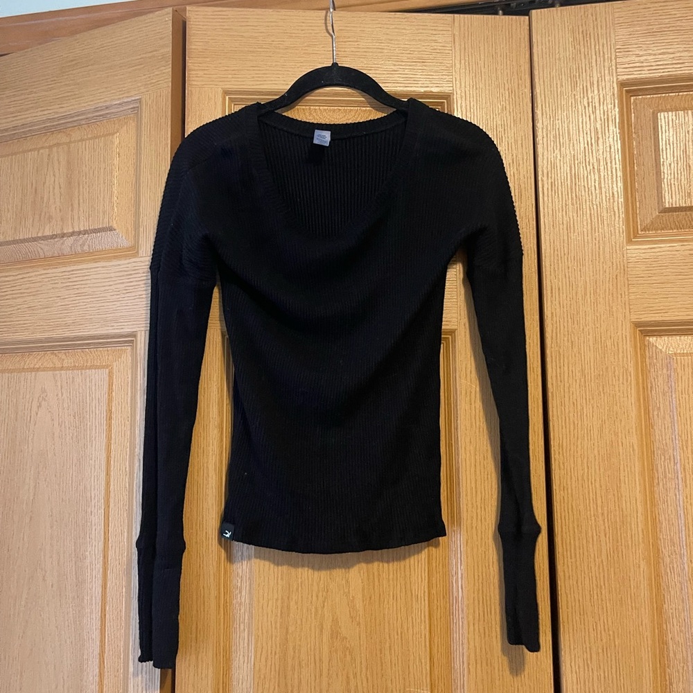 Two black sweaters one button down one pull over